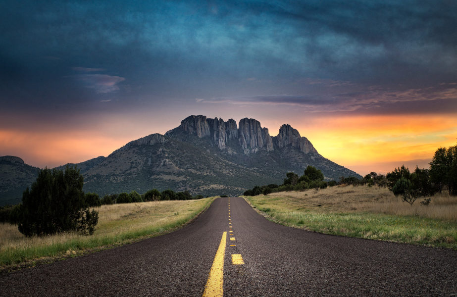 West Texas sunsets do not disappoint! A small country road leads onto a section of the Davis Mountains in West Texas. Davis Mountains State Park, sunset, photograghy